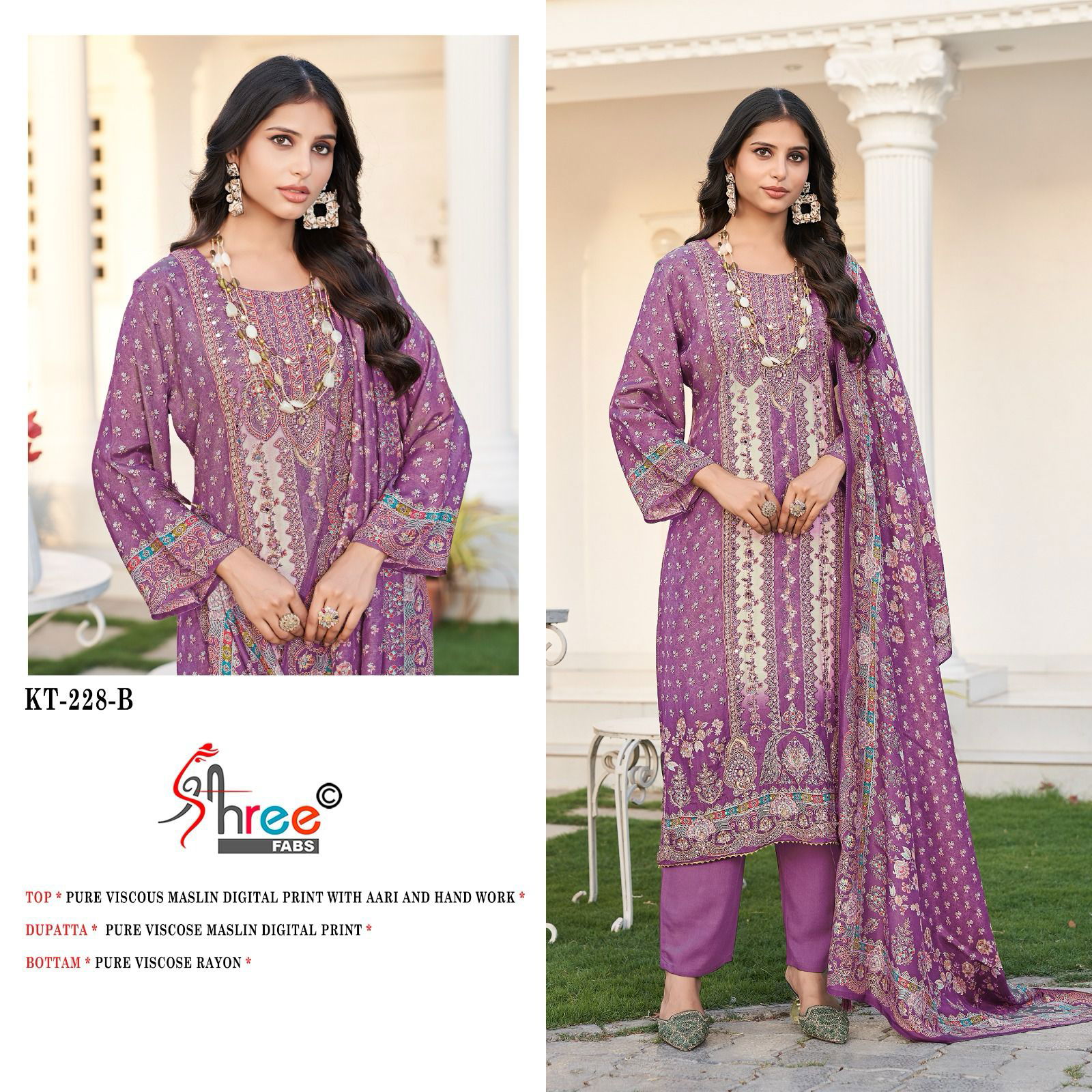 Kt 228 by Shree Viscose Maslin Digital Printed Salwar Suits Wholesale In India
